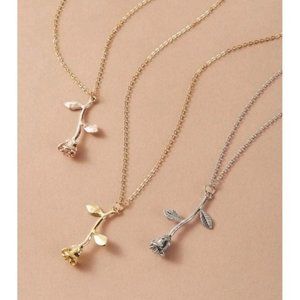 Rose Pendant Charm Necklaces, 2 pc Set